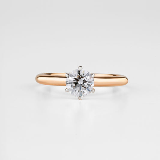 Vanitoso B - 24K rose Gold solitaire ring with a Diamond