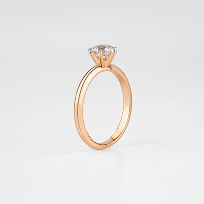 Vanitoso B - 24K rose Gold solitaire ring with a Diamond